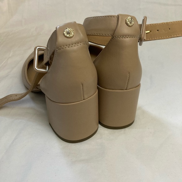 2-3 Anne Klein Ramal Pointed Toe Mid Block Heel Ankle Strap Pumps Tan Size 7.5 - Picture 4 of 6